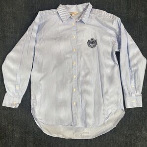 LOFT Light Blue Striped Button Down Shirt, oversized medium